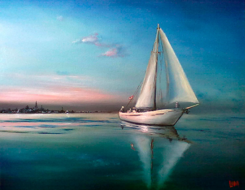 Яхта в море рисунок